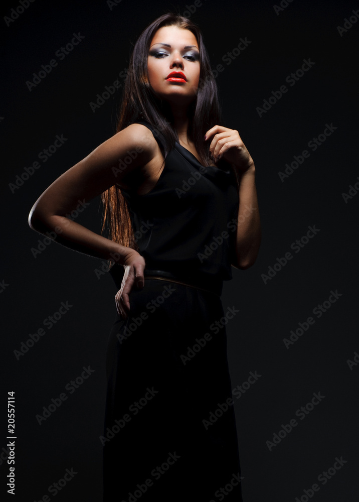 attractive model in black dress attractive model in black dress