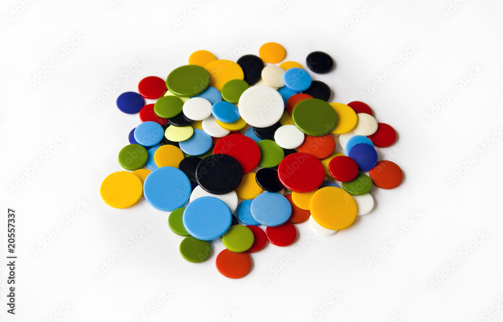 Multicolored round chips.