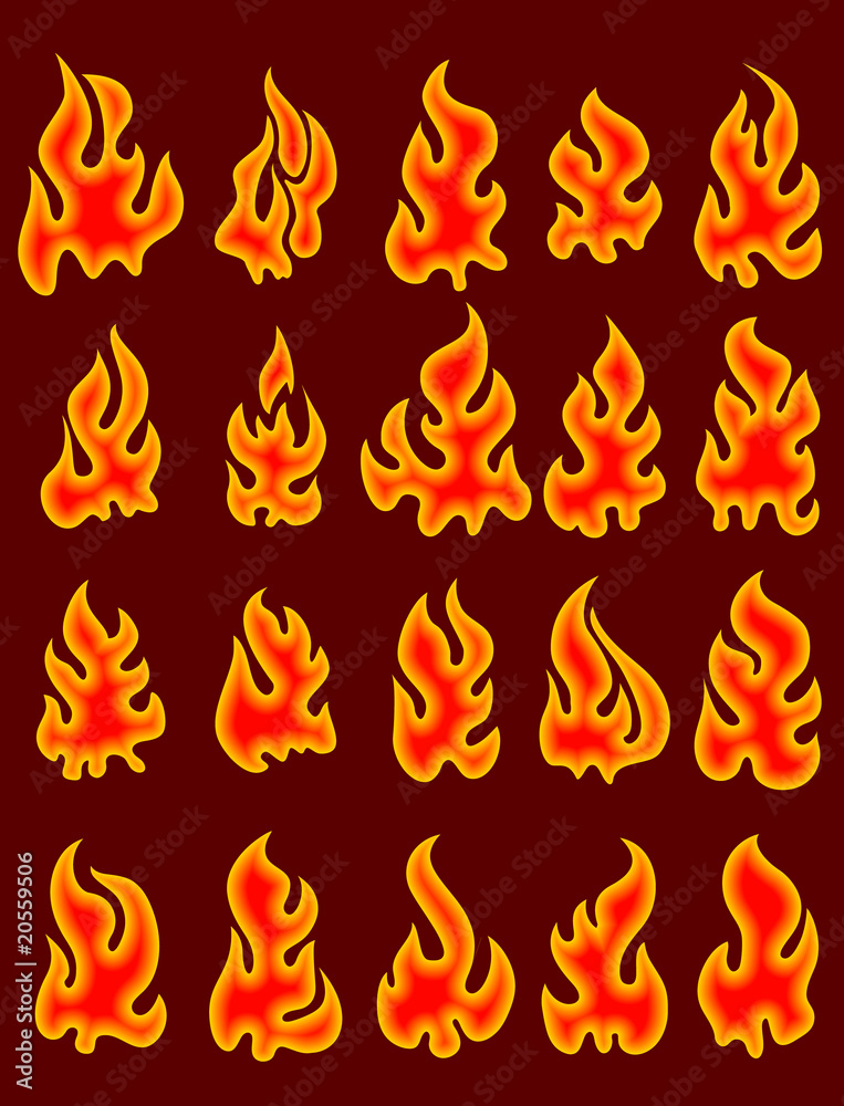 Collection of vector fires. Collection of vector fires.
