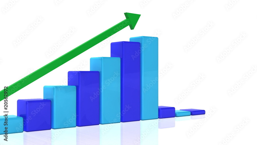 Bar Graph with Green Arrow Bar Graph with Green Arrow