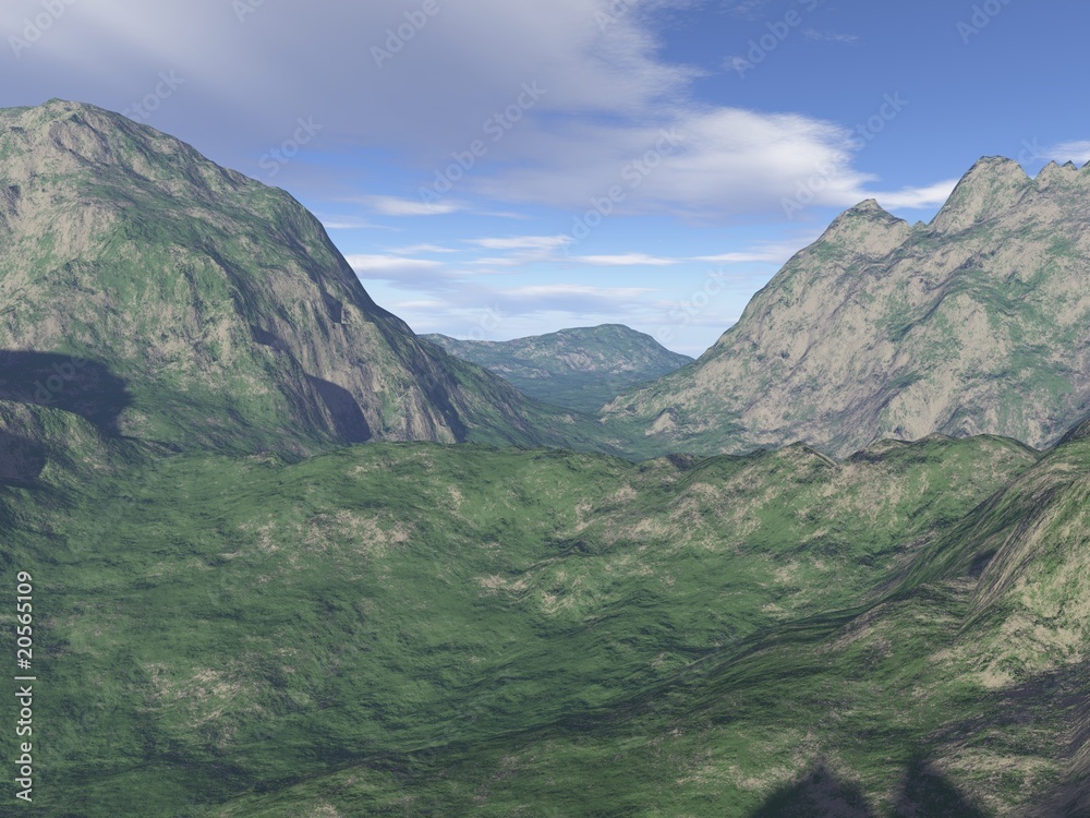 Computer generated mountain scenery