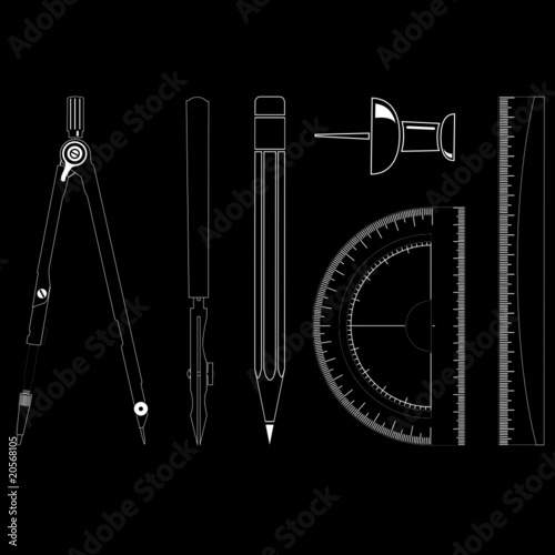 vector icons of drawing instrument
