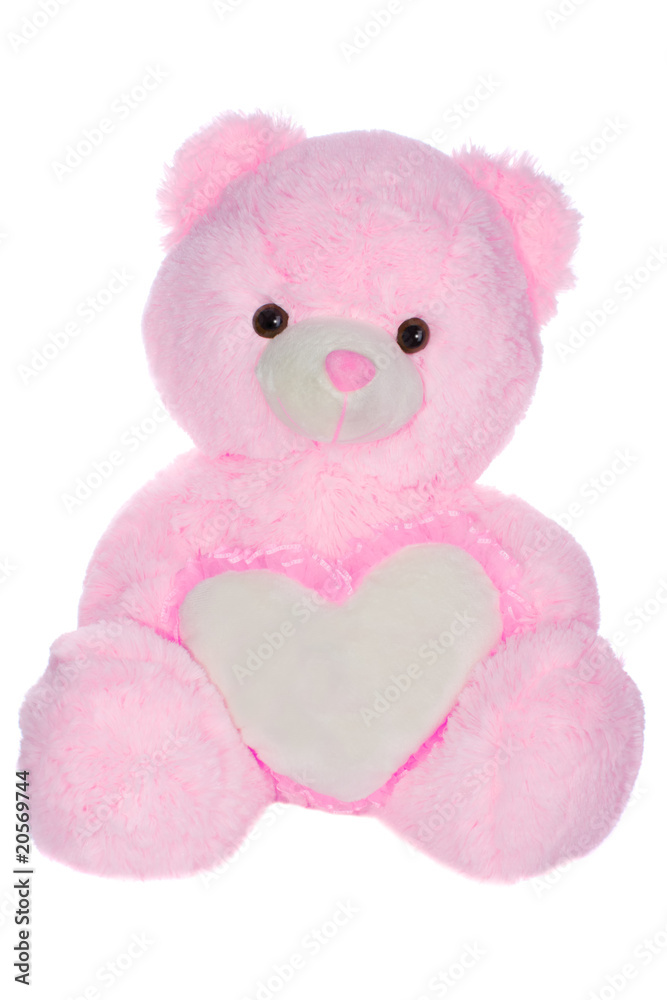 Teddy bear with heart shape isolated on white background Teddy bear with heart shape isolated on white background