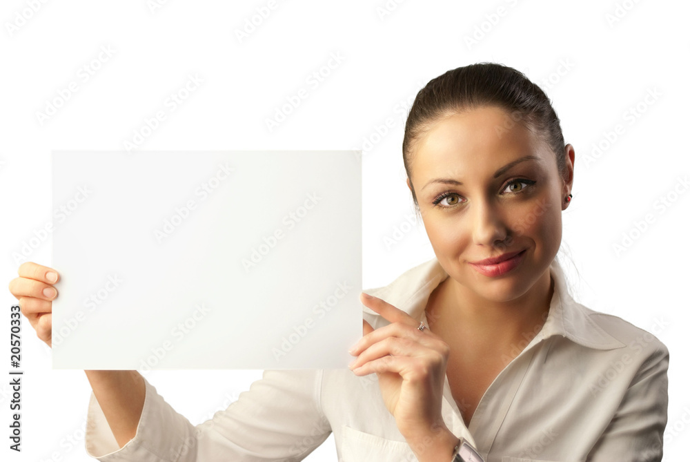 Attractive young businesswoman with copy space Attractive young businesswoman with copy space