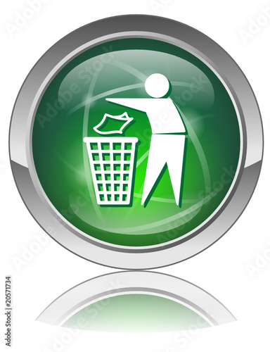TIDYMAN Button (Green Trash Bin Sign Ecology Pollution Vector) photo