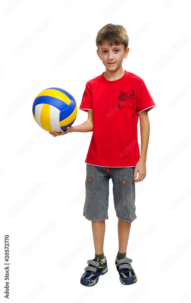 The boy with the ball, isolated.