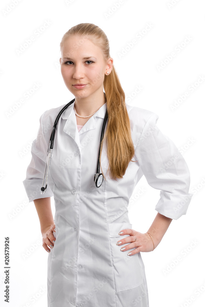 woman doctor isolated over a white background woman doctor isolated over a white background
