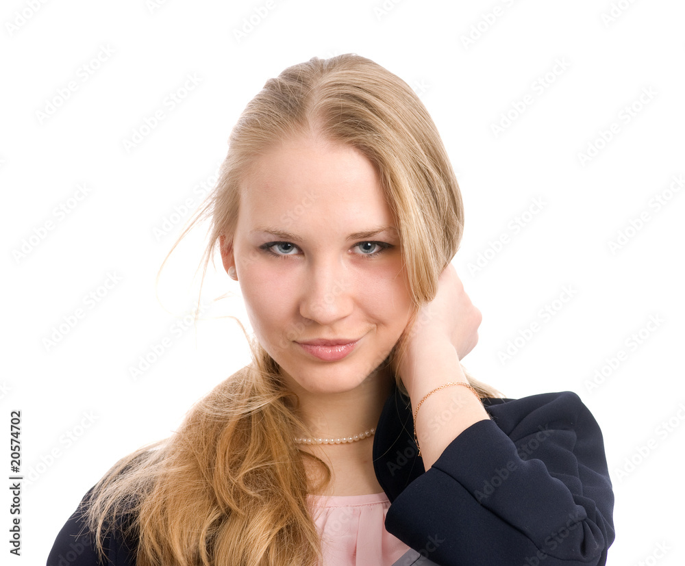 Portrait of young smiling woman, isolated on white Portrait of young smiling woman, isolated on white