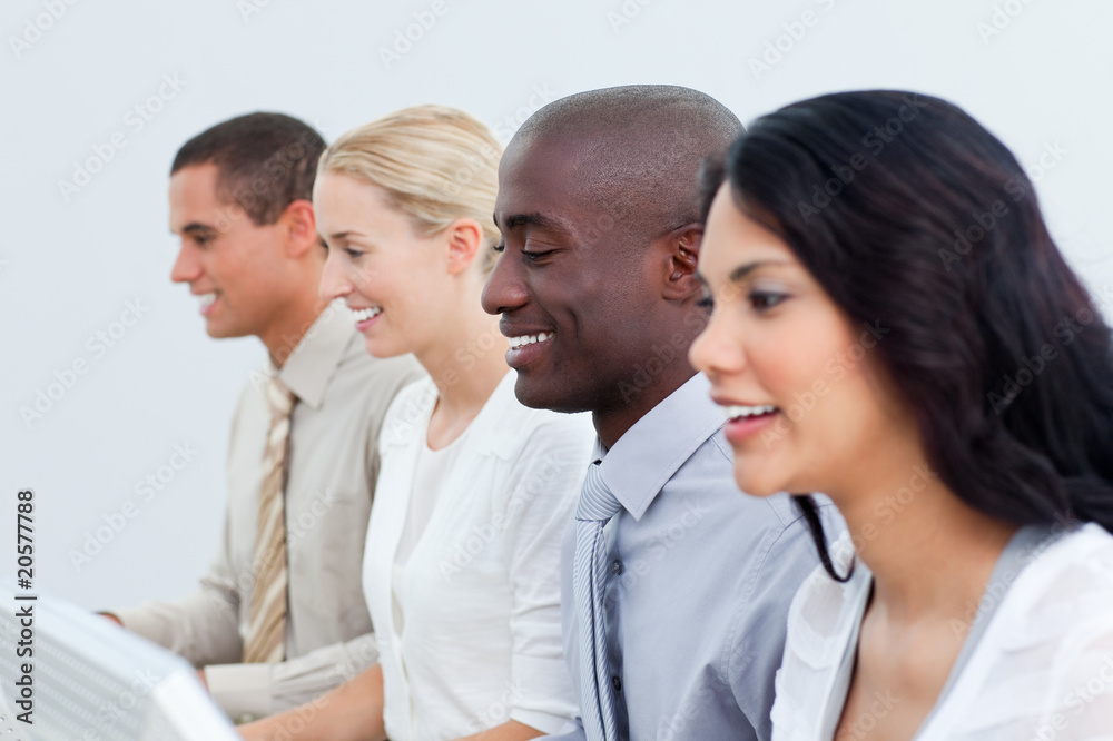 Presentation of a diverse business team at work Presentation of a diverse business team at work