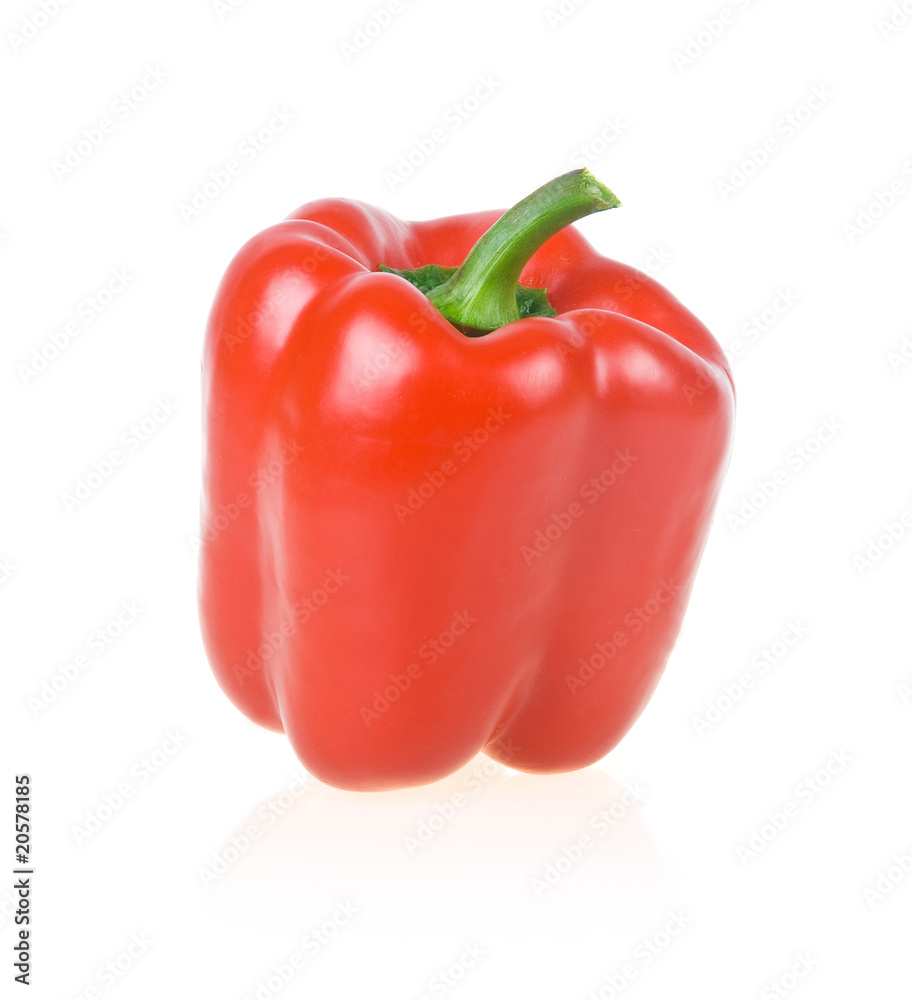 Ripe Red Paprika Isolated on White