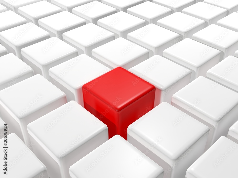 red cube, loneliness concept red cube, loneliness concept