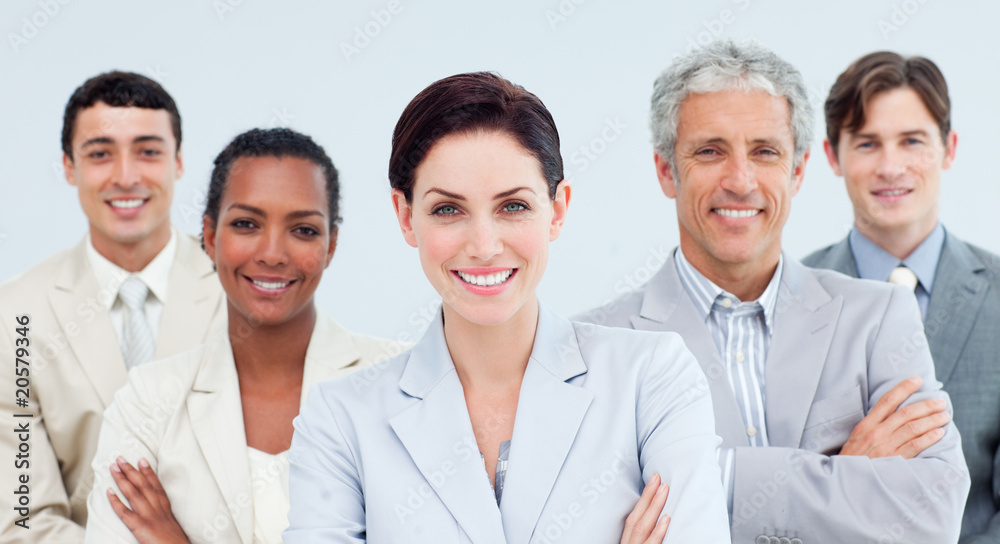 International business people standing with folded arms International business people standing with folded arms