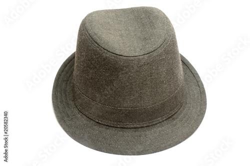 One fashin hat made of dark denim isolated in white
