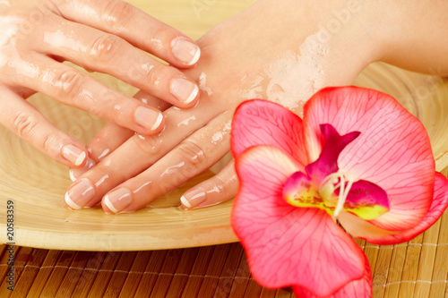 Young woman hands on spa treatment