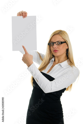 Young business women pointing at blank paper