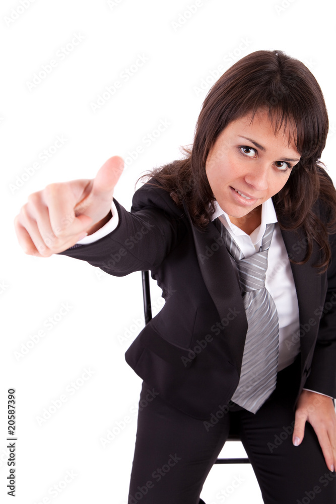 Business woman showing thumb up Business woman showing thumb up