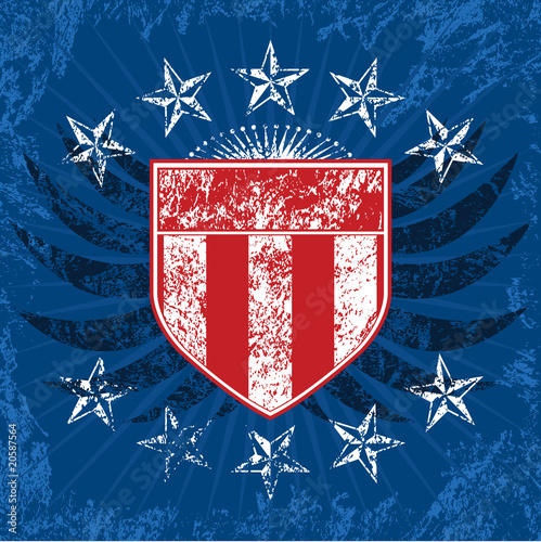 Red White and Blue Grunge Shield