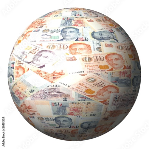 Singapore dollars sphere isolated on white illustration