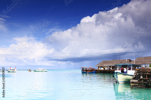 The arrival jetty at Kandooma island, Maldives