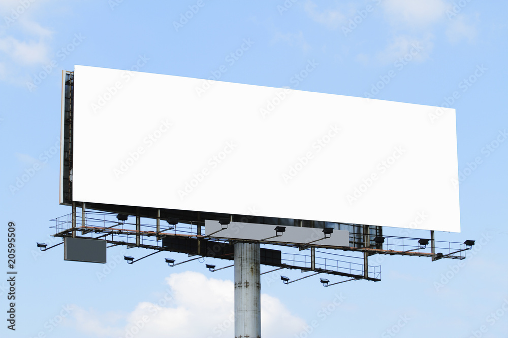 A blank billboard with a blue sky A blank billboard with a blue sky