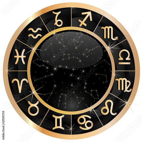 Gold zodiacal circle with zodiac sign