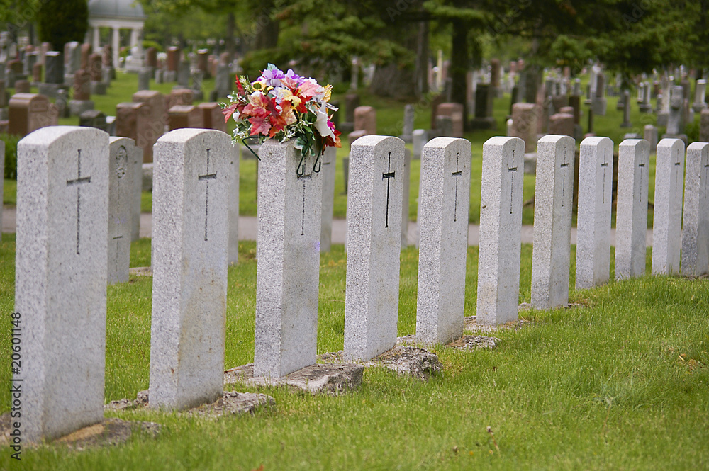 cemetary tombstones of war heroes