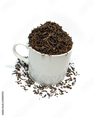 Black tea in white cup