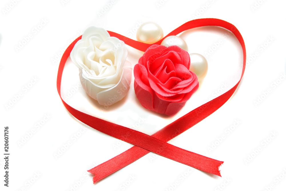 Soap roses with balls for bath  into heart