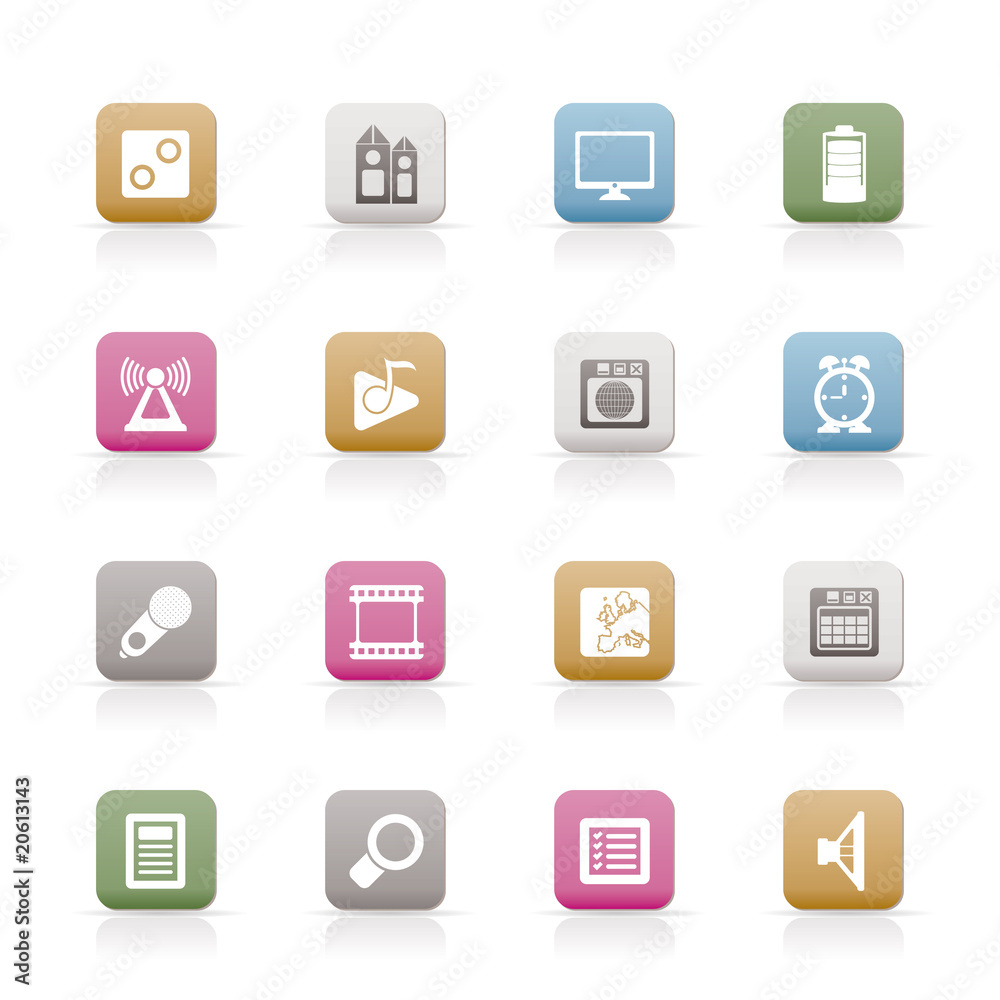 Mobile phone  performance, internet and office icons