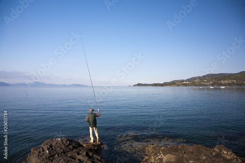 Old man fishing.Minamata.Kumamoto.Japan