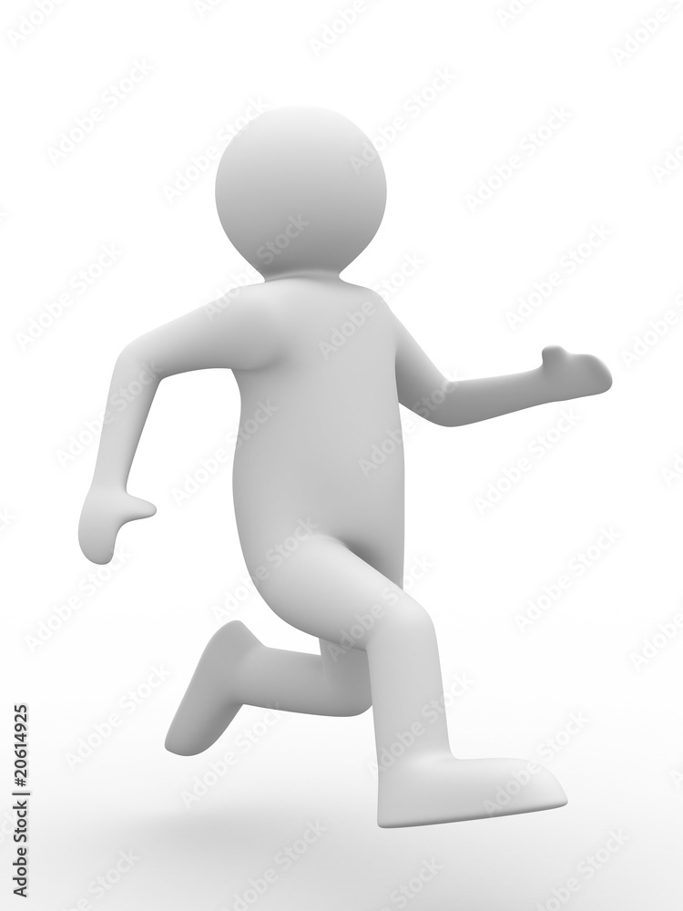 running person on white background. Isolated 3D image running person on white background. Isolated 3D image