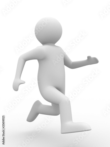 running person on white background. Isolated 3D image