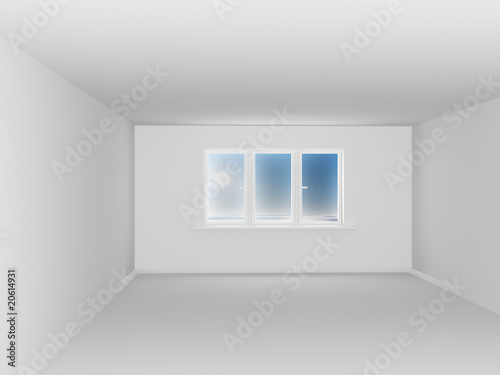 Empty white room with windo...