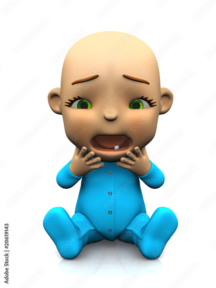 Cute cartoon baby unhappy and screaming. Cute cartoon baby unhappy and screaming.