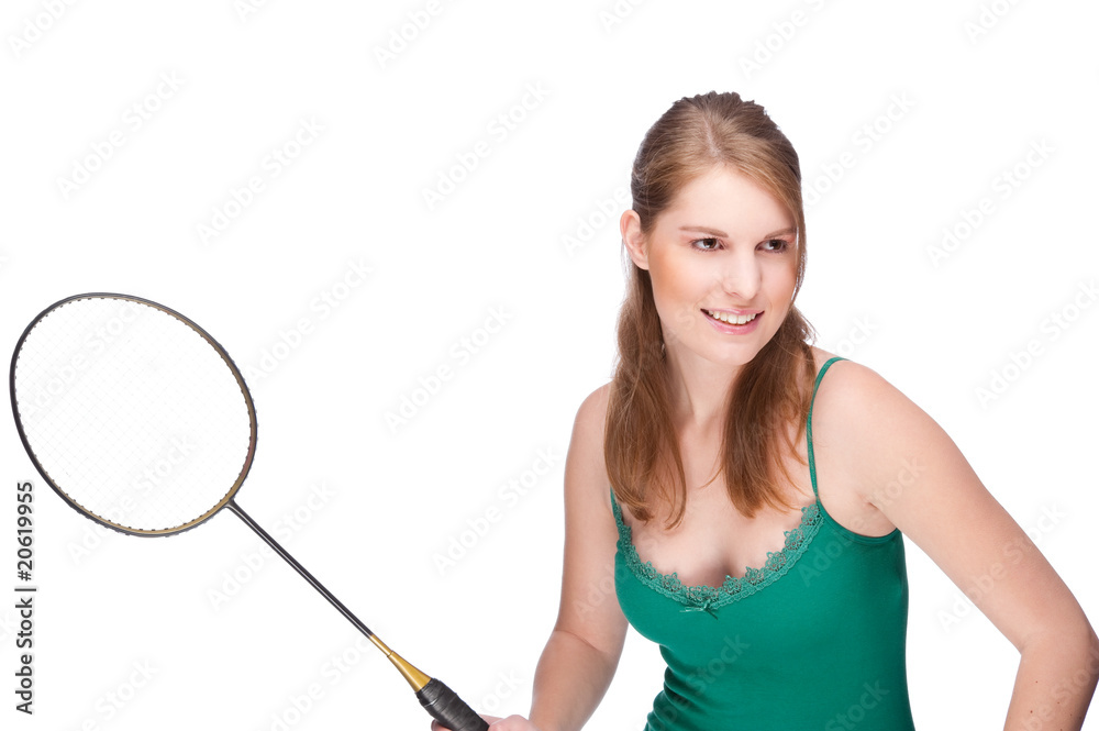 Woman with badminton racket Woman with badminton racket