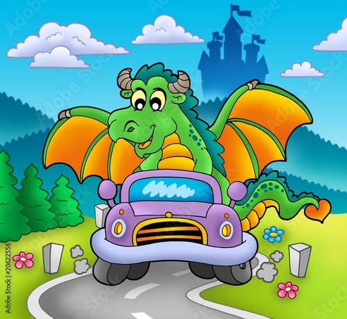 Green dragon driving car