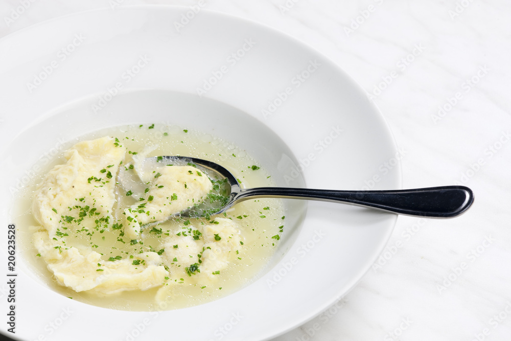 beef bouillon with dumplings