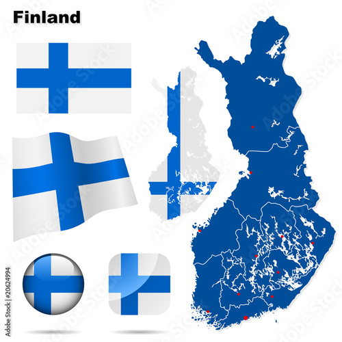 Finland vector set. Shape, flags, icons.