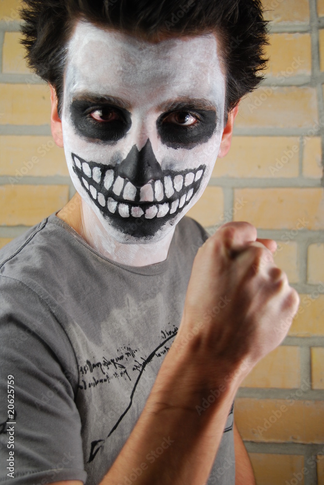 Portrait of a creepy skeleton guy (Carnival face painting) Portrait of a creepy skeleton guy (Carnival face painting)