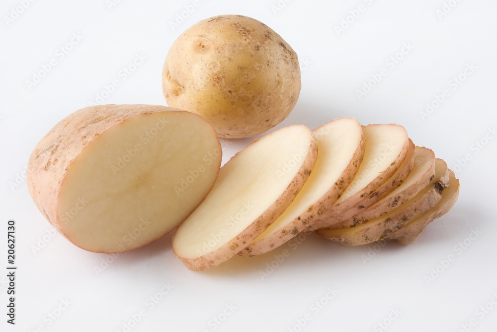Raw sliced potatoes