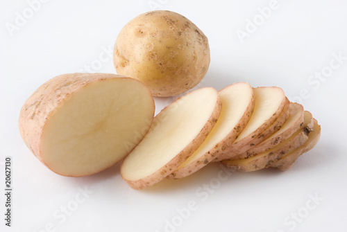 Raw sliced potatoes