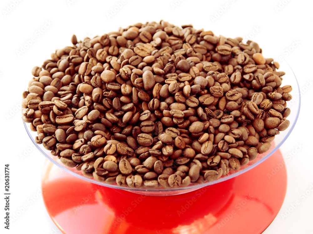 coffee beans on scales coffee beans on scales