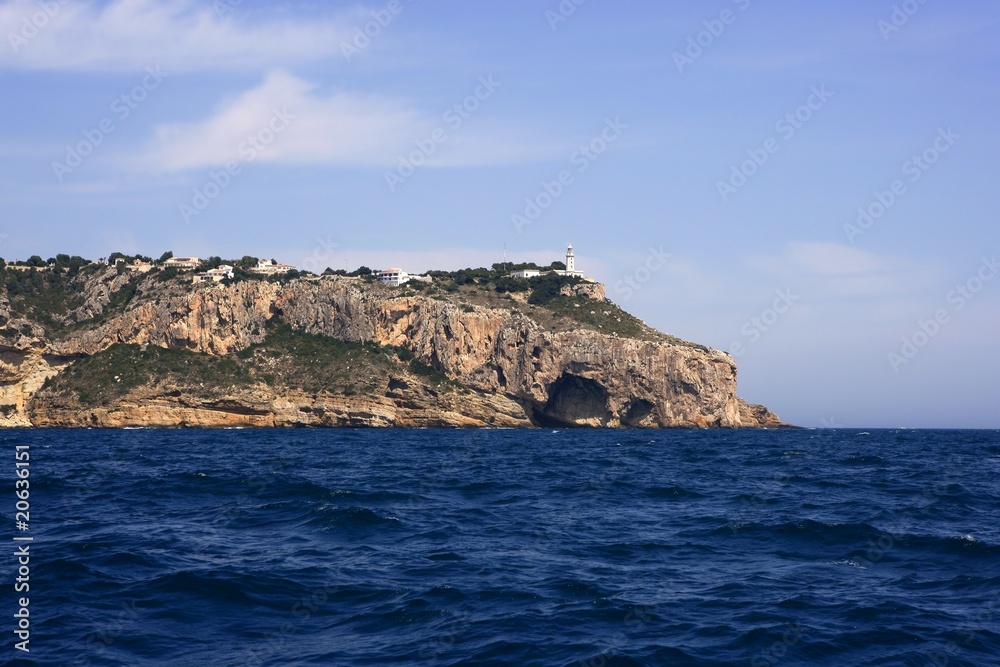 Cape Nao in Mediterranean Sea Spain on blue summer day