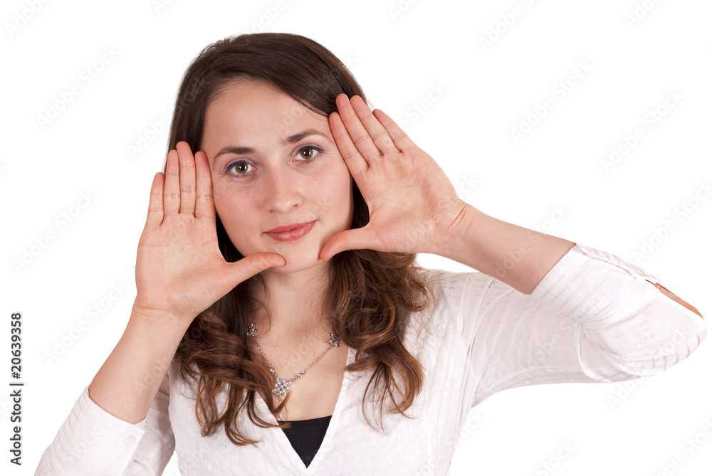 Young woman with still gesture (finger on lips) Young woman with still gesture (finger on lips)