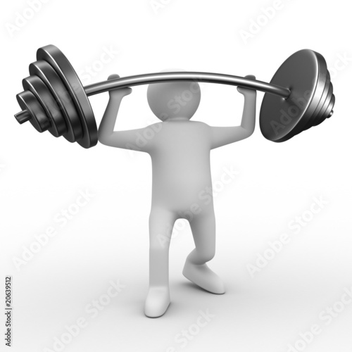 weight-lifter lifts barbell...