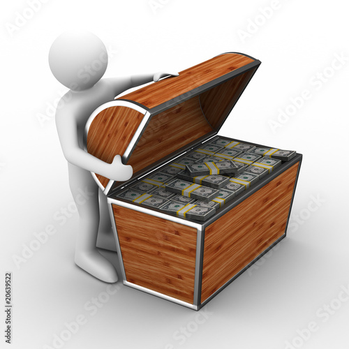 Open box with dollars on wh...