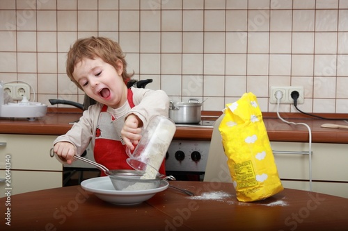 Child: cooking and singing