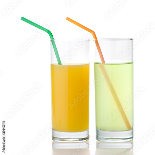 lime and orange juice isolated on white