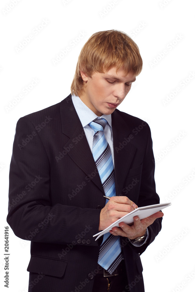 Portrait of young businessman with personal organizer Portrait of young businessman with personal organizer