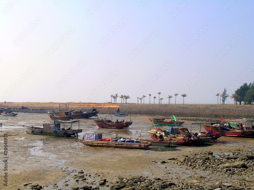 Obraz premium small harbor during low tide
